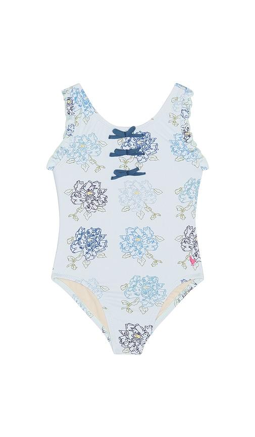 pink chicken girls sylvie bow swimsuit in blue. - size 2 (also in 3, 4, 5, 6)