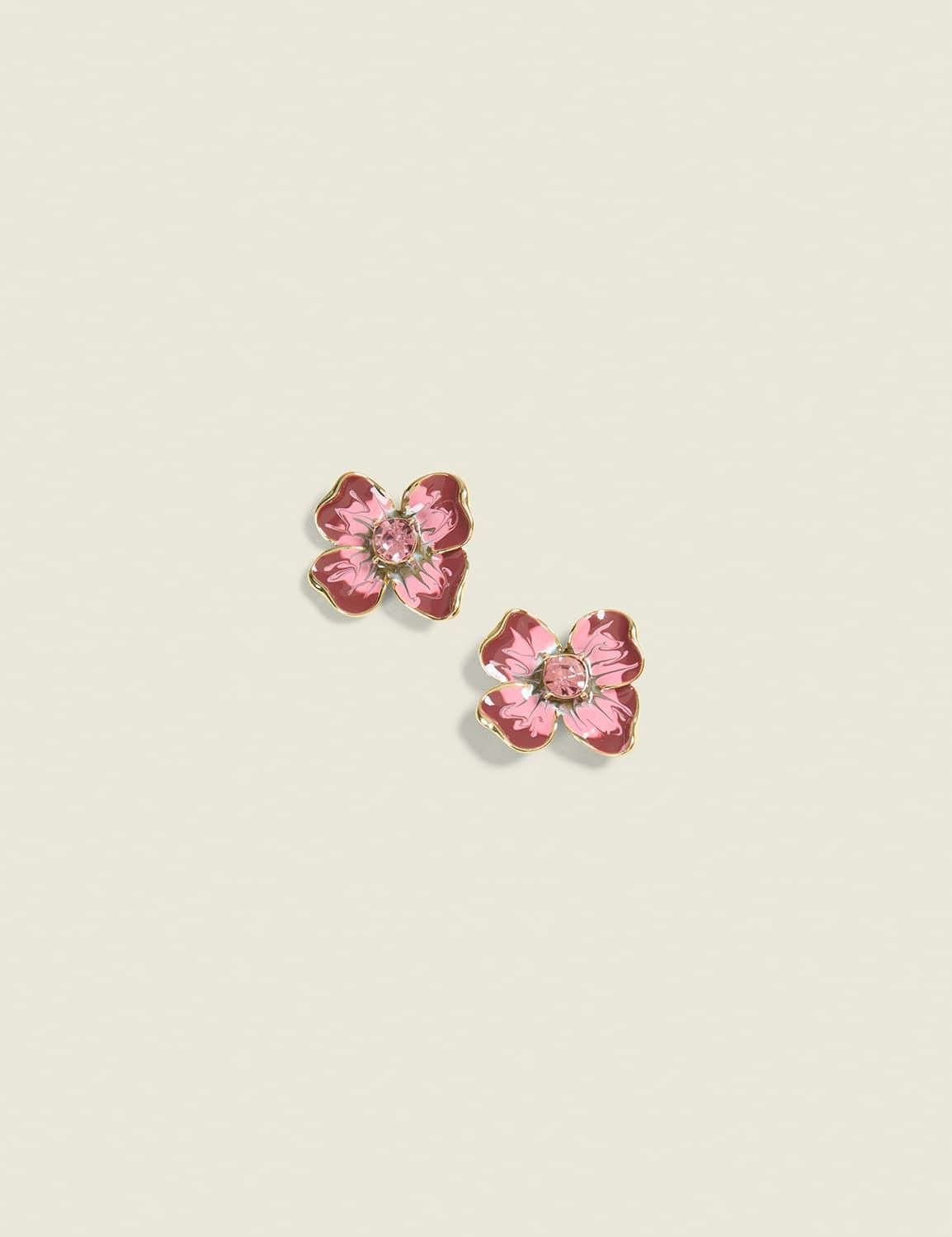 pink flower stud earrings