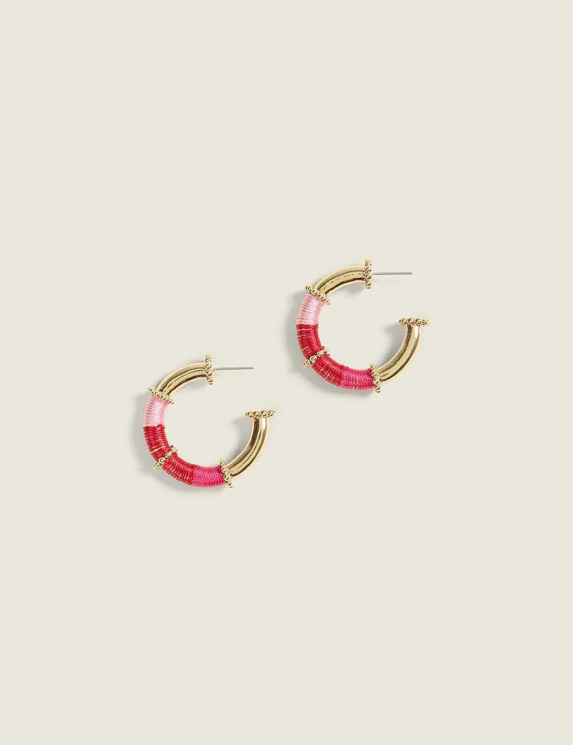pink ombre threaded hoop earrings