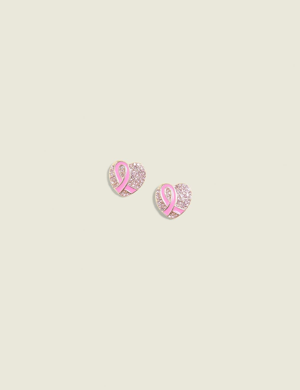 pink pave bcrf heart earrings
