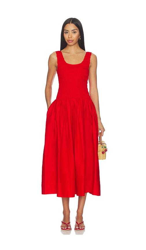 pistola alessia smoked drop waist dress in red. - size l (also in xs, s, m)