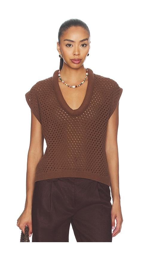 pistola beck open knit cropped sweater in brown. - size l (also in s, m)