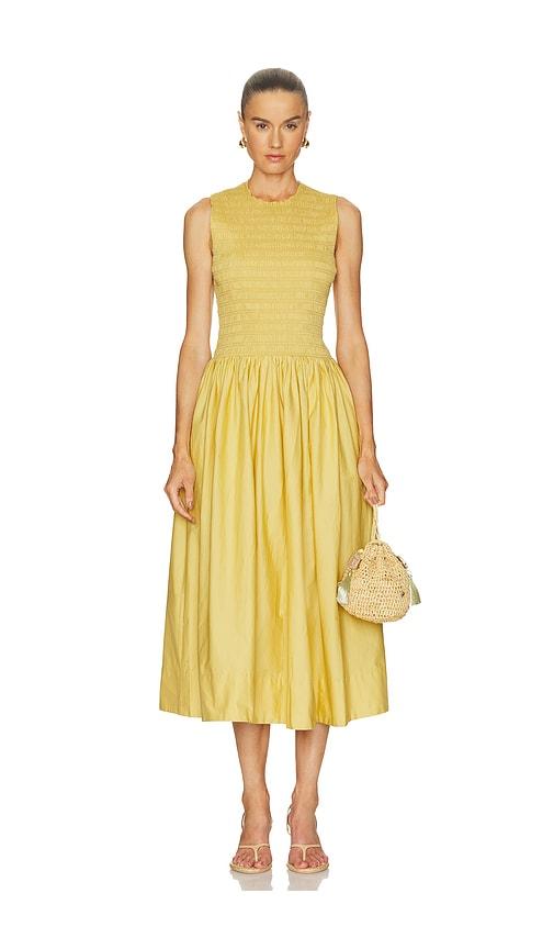 pistola gladys smocked bodice dress in yellow. - size l (also in xs, s, m, xl)