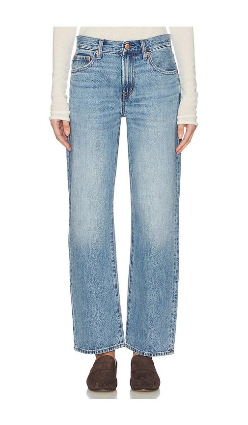 pistola lexi mid rise bowed straight jeans in blue. - size 24 (also in 30, 31, 32, 33, 25, 26, 27, 28, 29)
