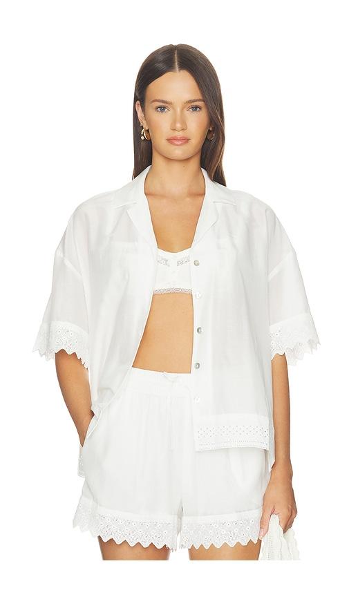 pistola maliah silk blend camp shirt in white. - size l (also in xs, s, m, xl)