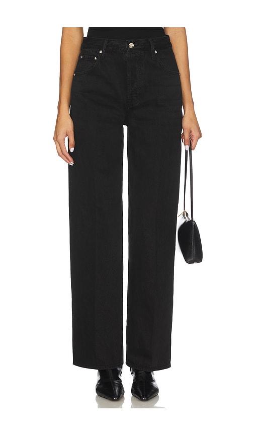 pistola tate high rise bowed wide jeans in black. - size 24 (also in 26, 27, 28, 29, 30, 32, 33)