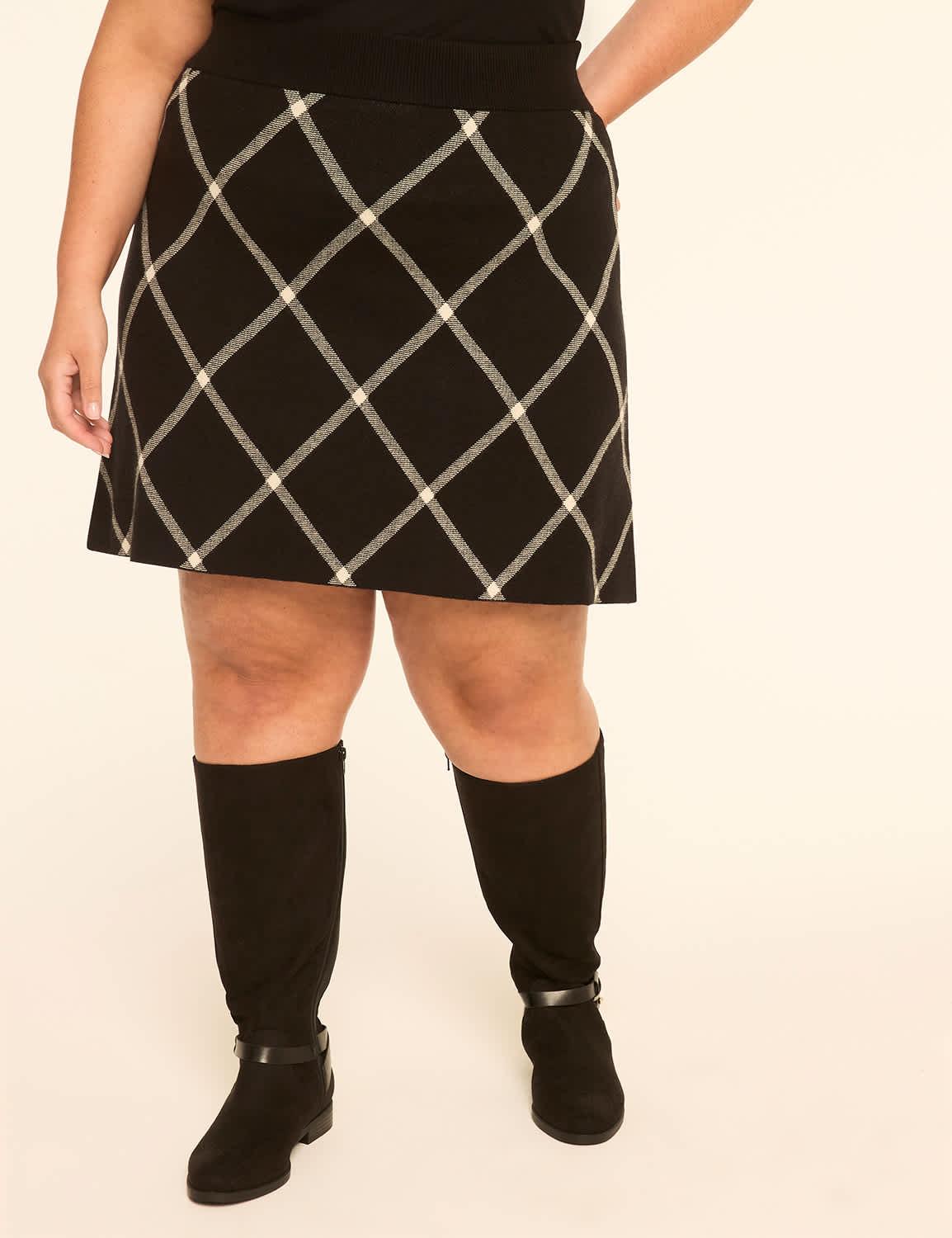 plaid a-line sweater skirt