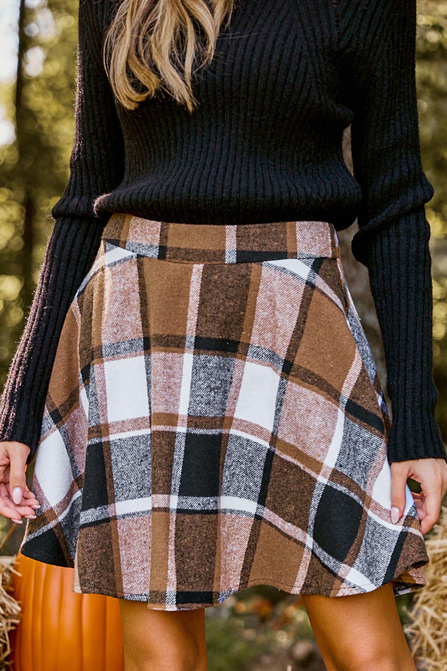 plaid flared mini skirt - s