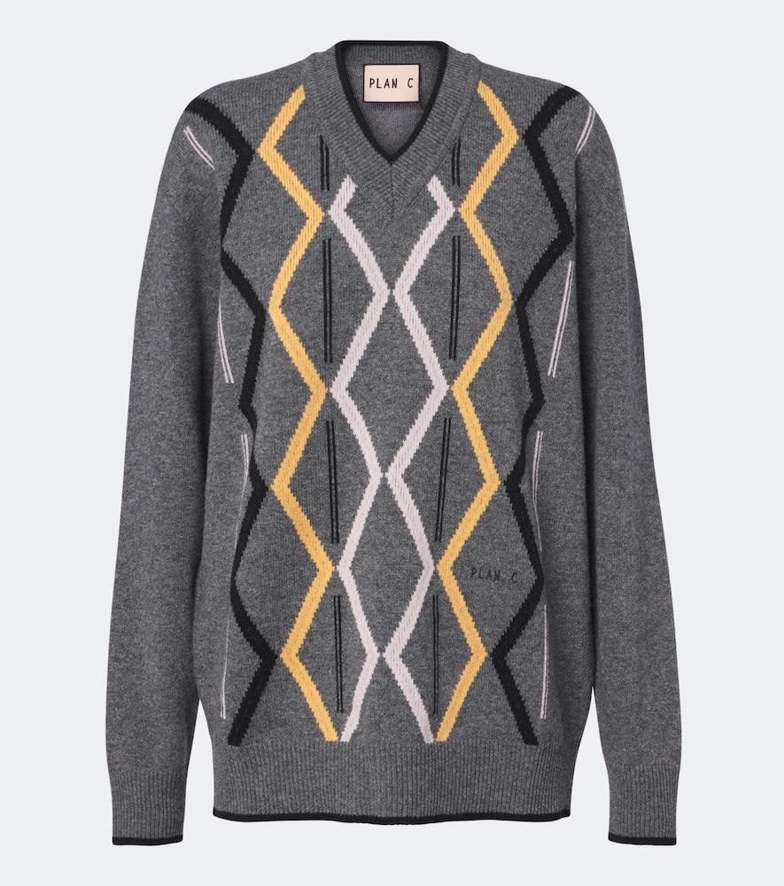 plan c argyle wool and cashmere sweater