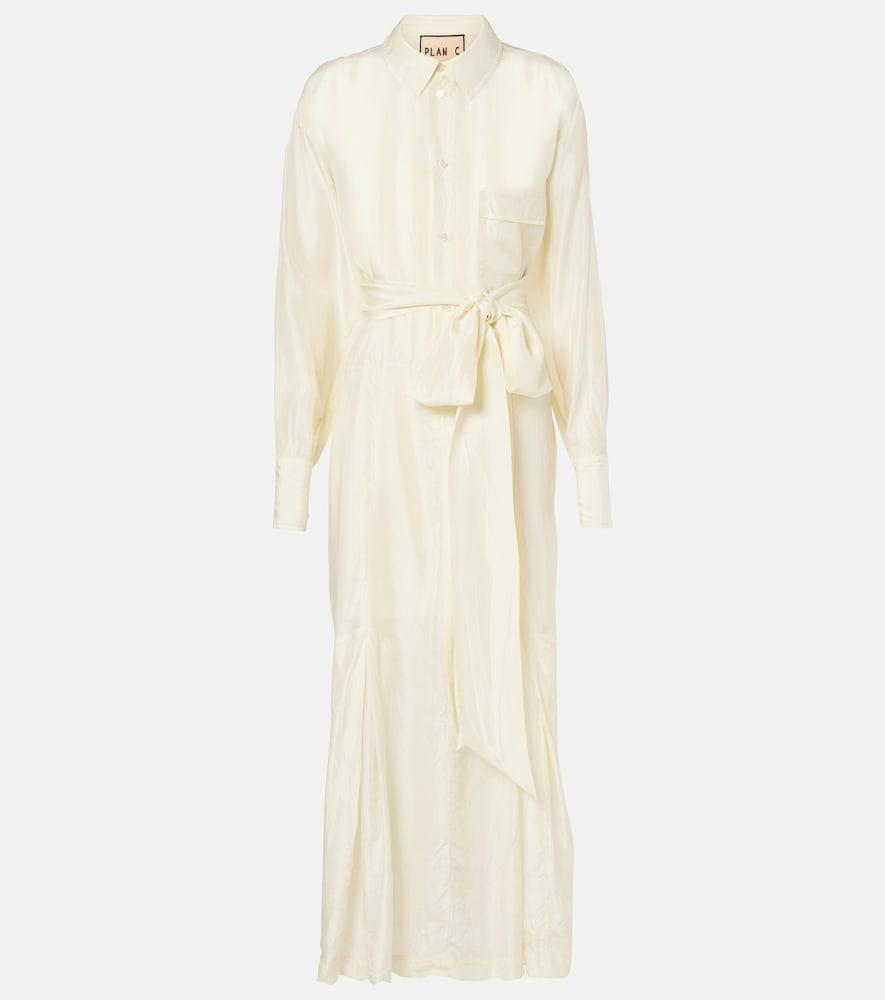plan c belted silk shirtdress