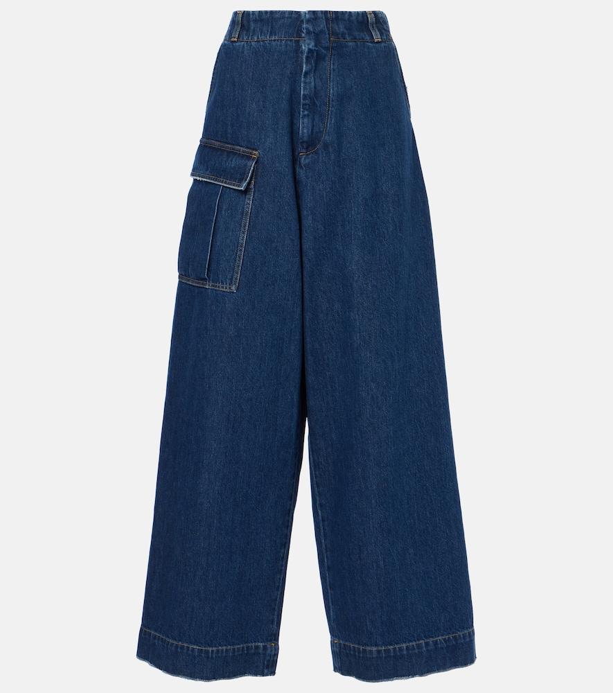 plan c mid-rise denim wide-leg pants