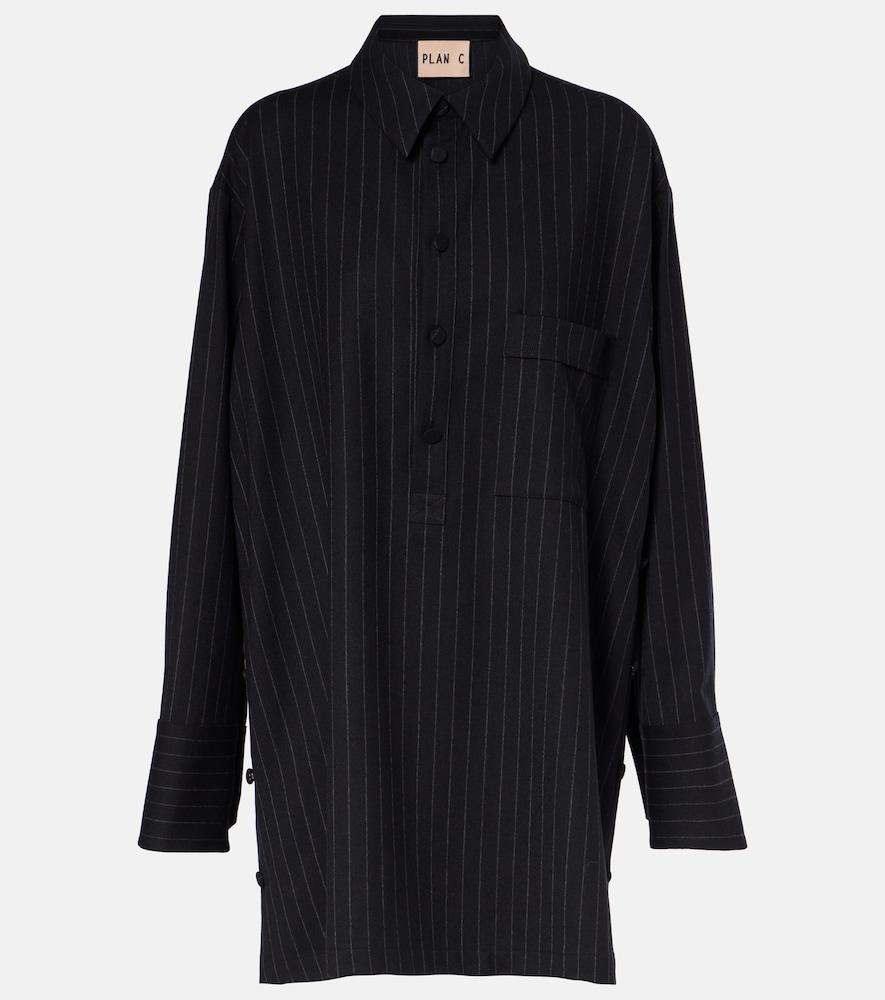 plan c pinstripe wool-blend shirt