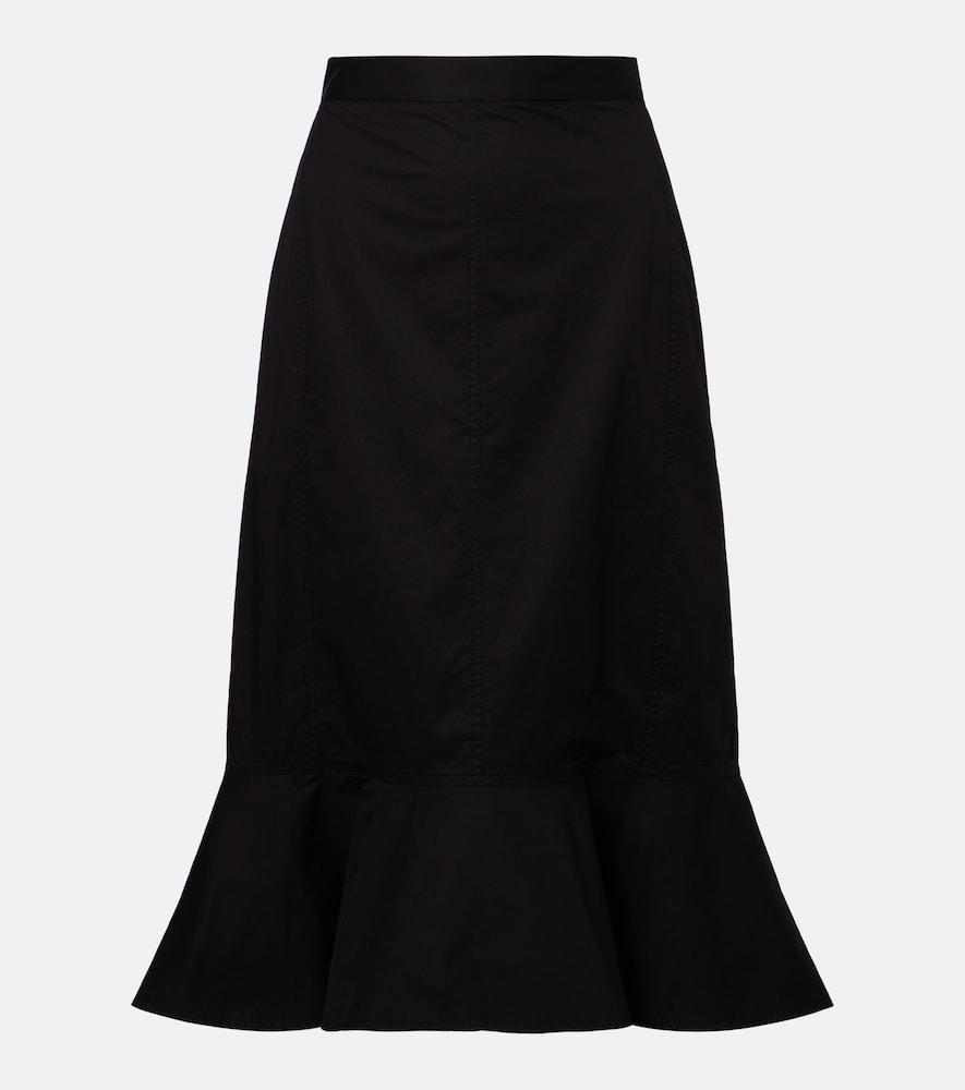 plan c ruffled cotton-blend poplin midi skirt