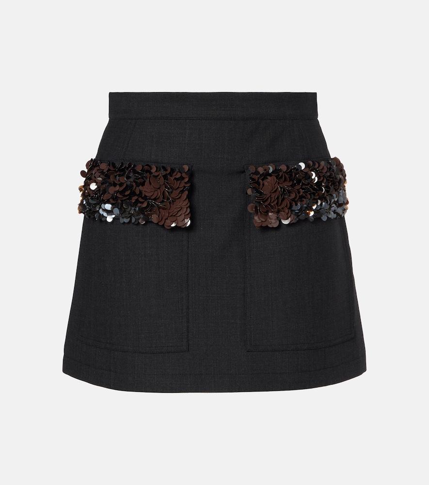 plan c sequined wool-blend miniskirt