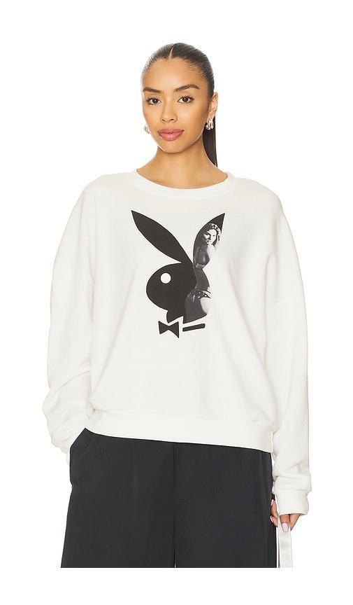 playboy bunny shadow sweatshirt in white. - size l (also in s, m, xl/1x)