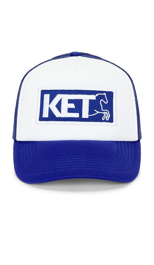 pleasures tranquil trucker hat in blue.