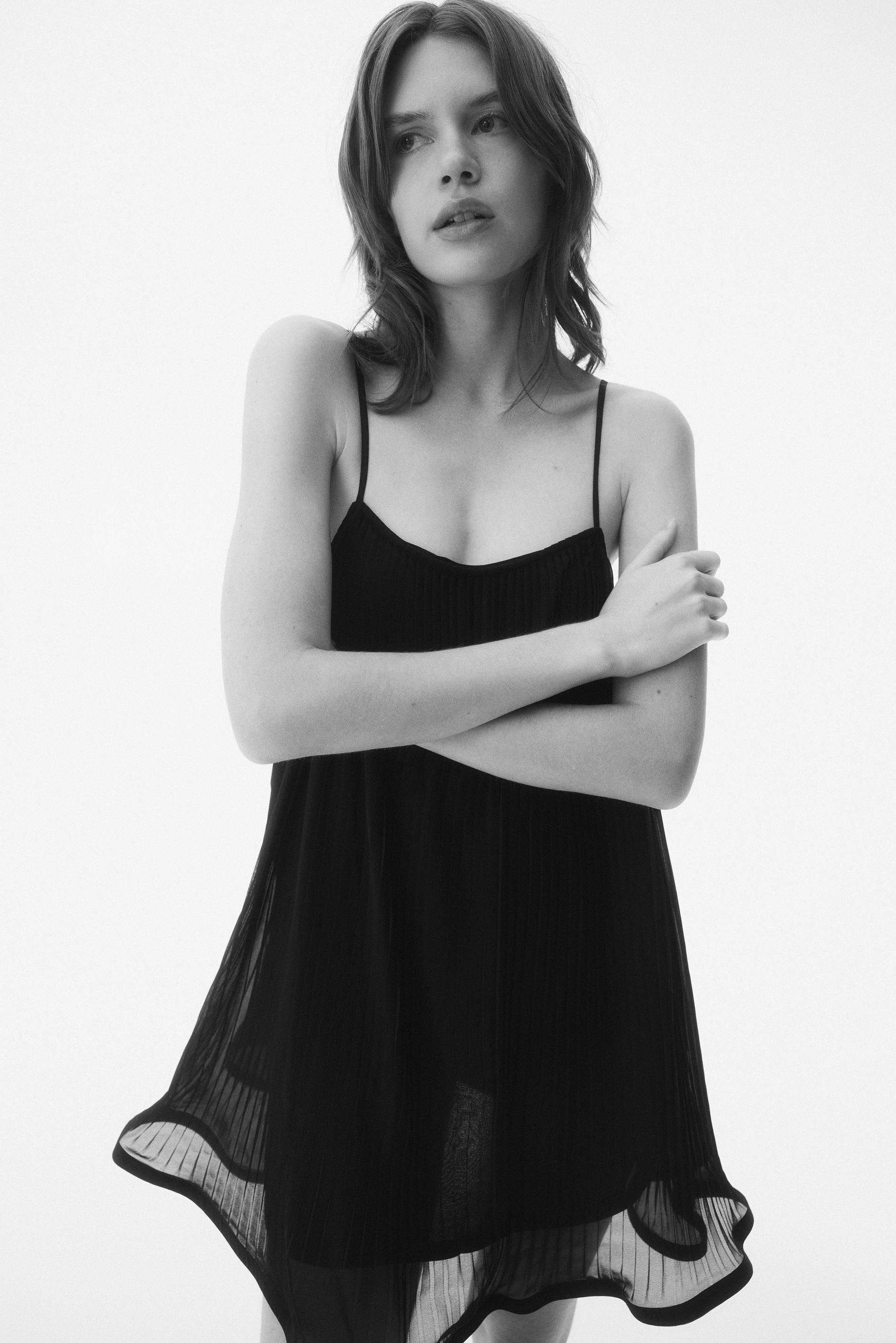 pleated camisole dress