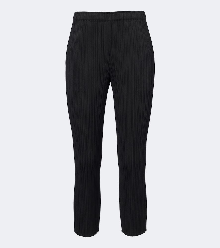 pleats please issey miyake basics cropped pleated slim pants