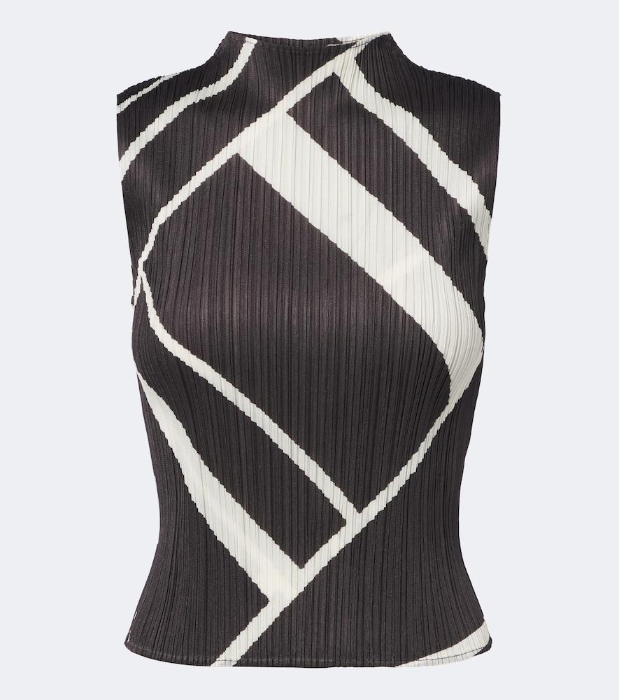 pleats please issey miyake fold line pleated printed top
