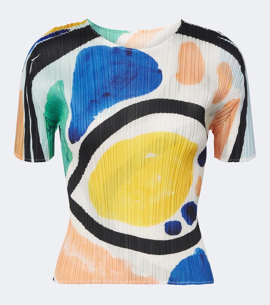 pleats please issey miyake roll pleated printed top