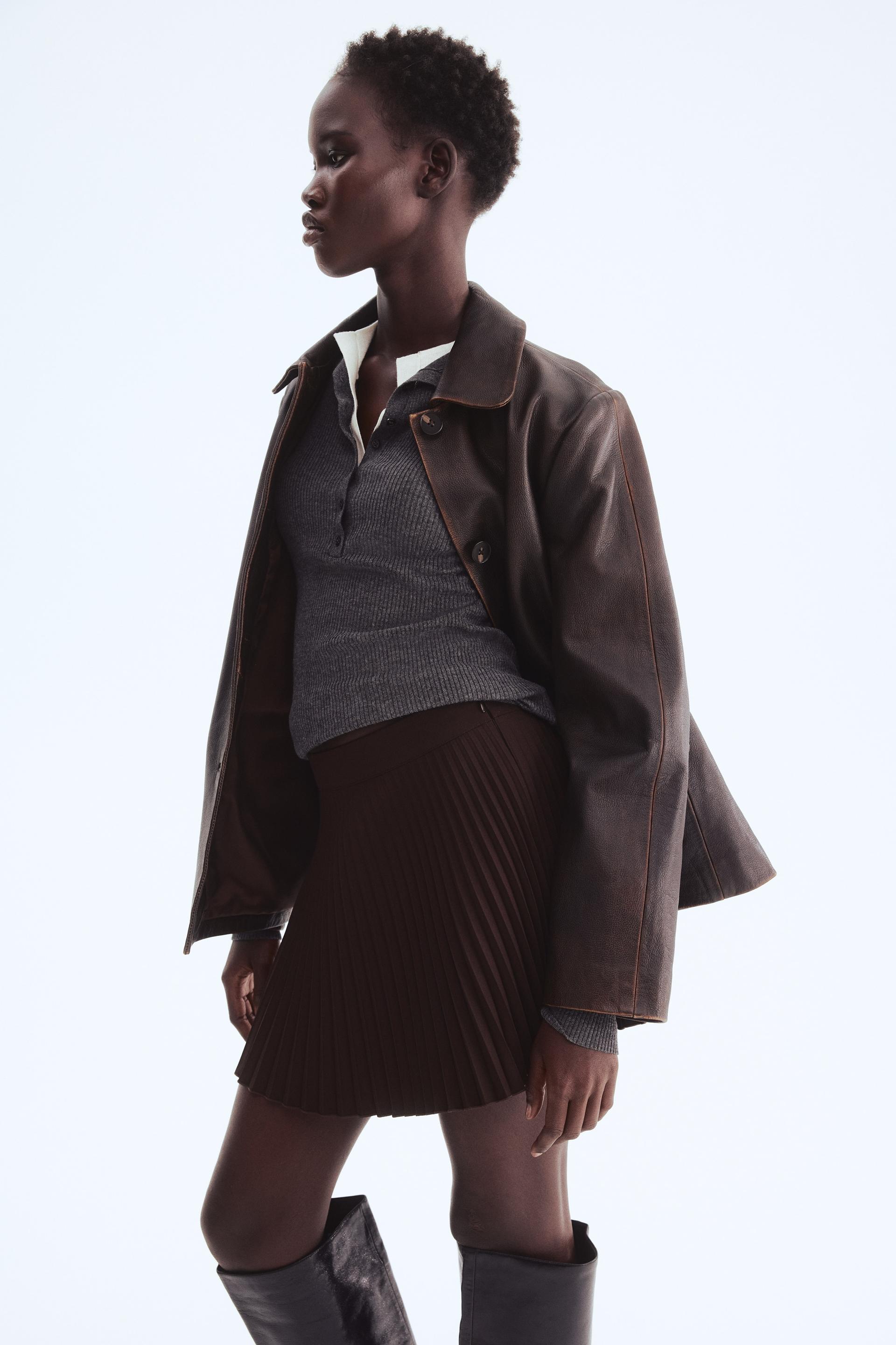 plissé midi skirt