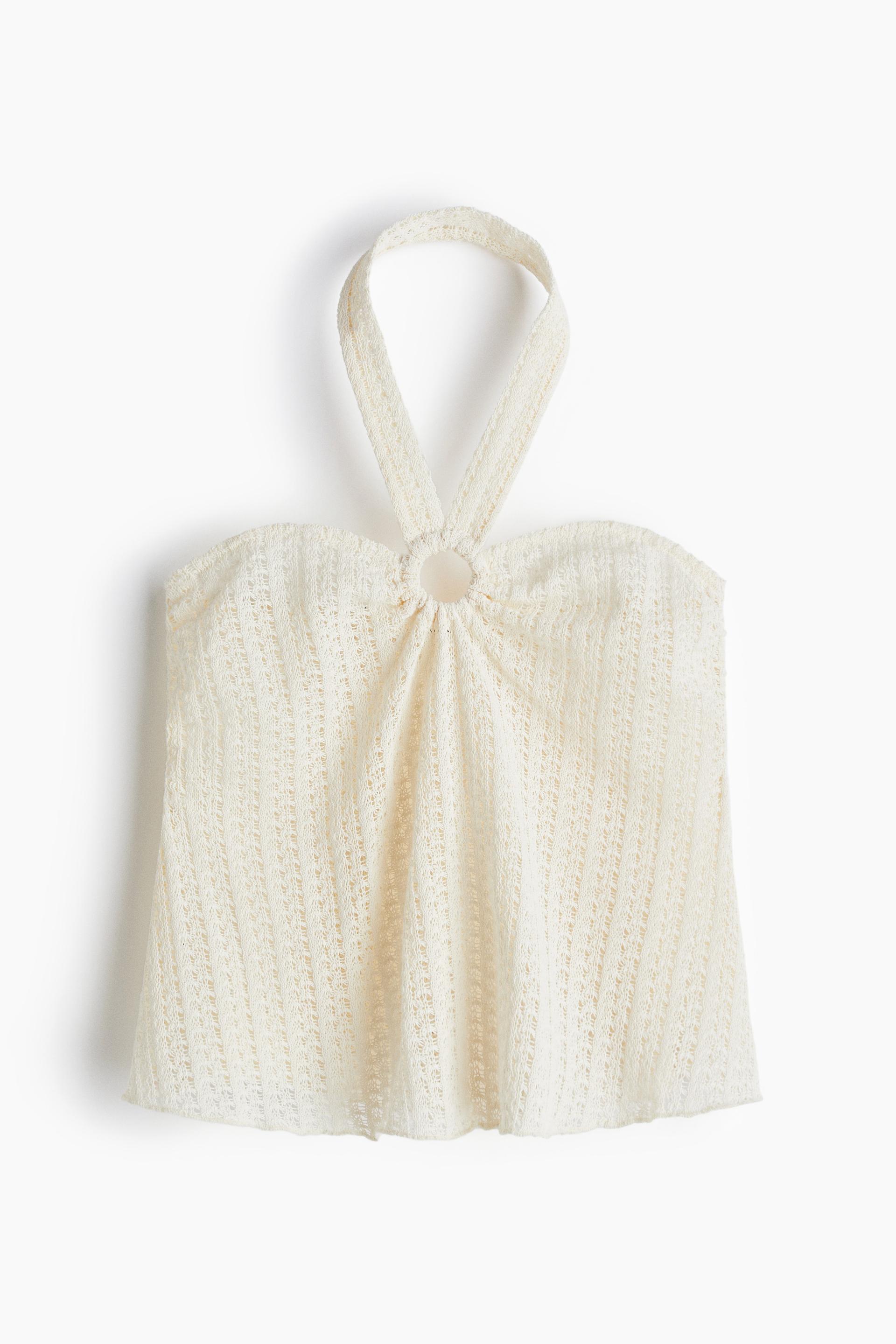 pointelle jersey halterneck top