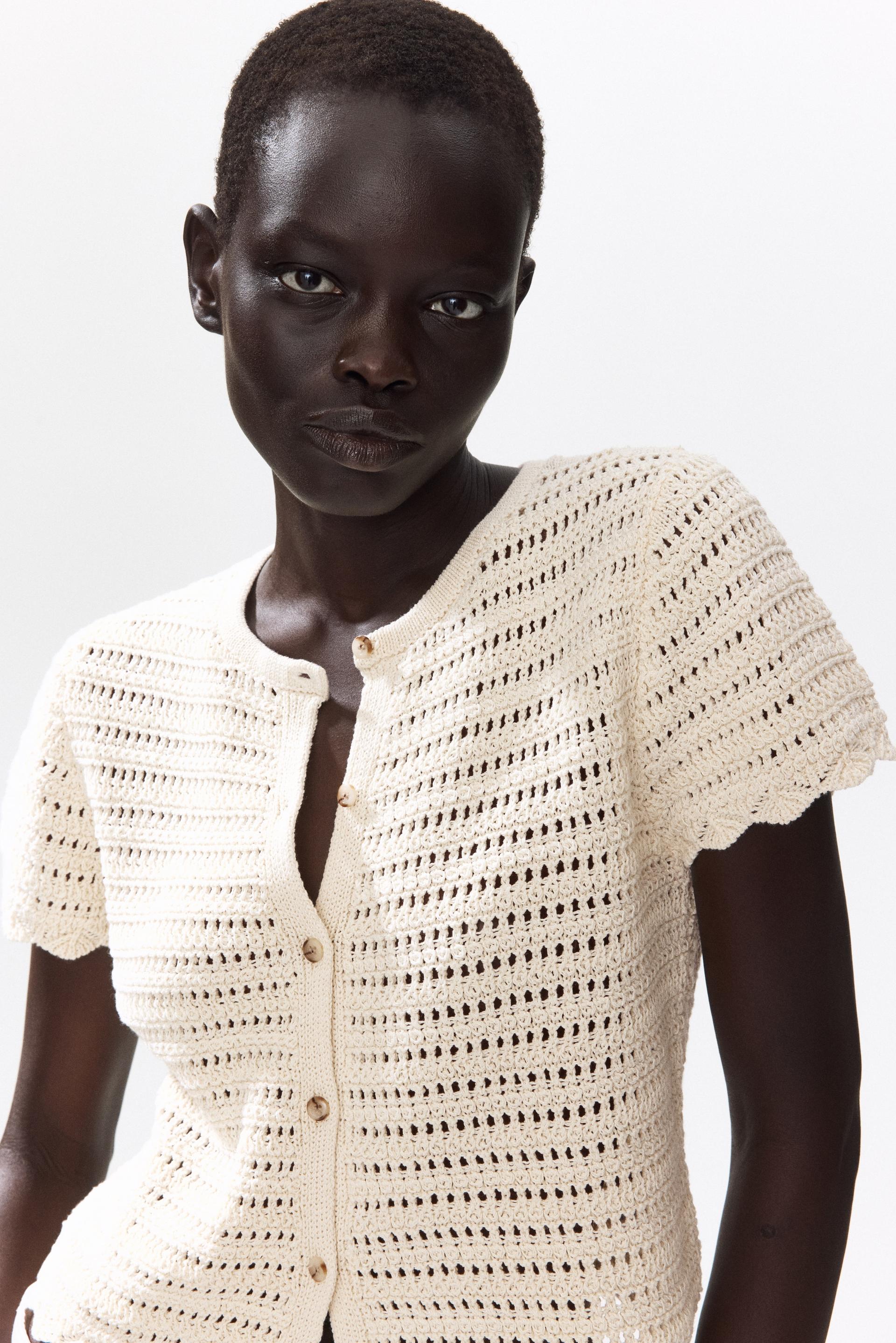 pointelle-knit cardigan