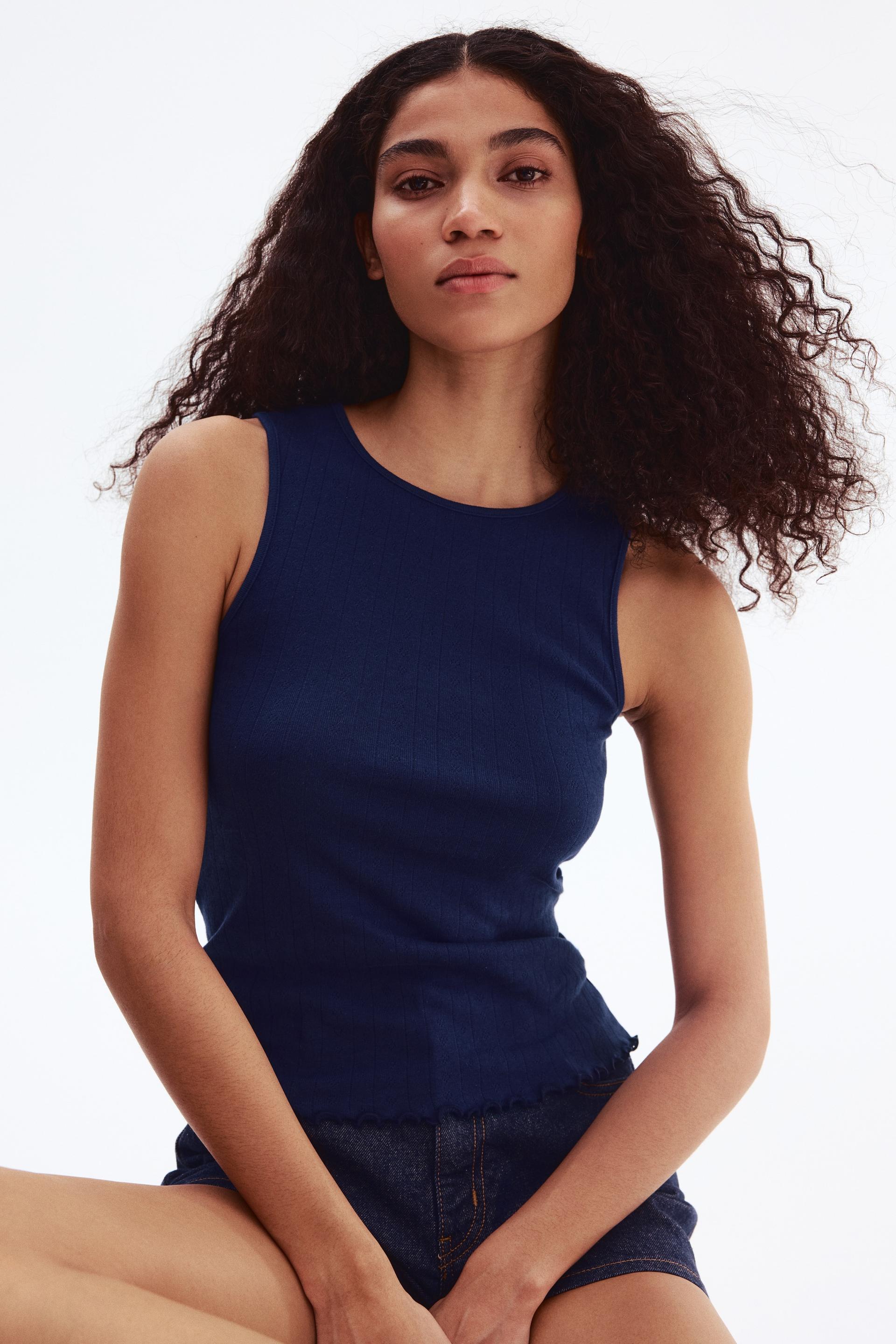 pointelle-knit cotton top