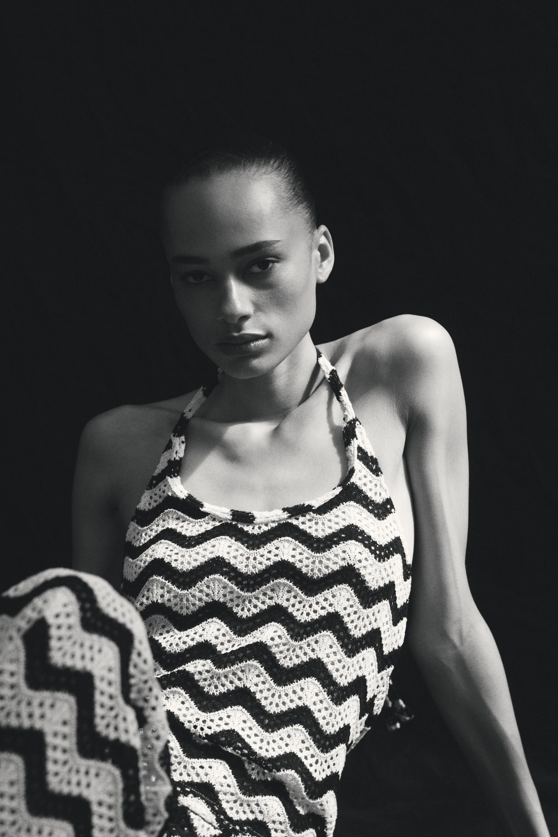 pointelle-knit halterneck top