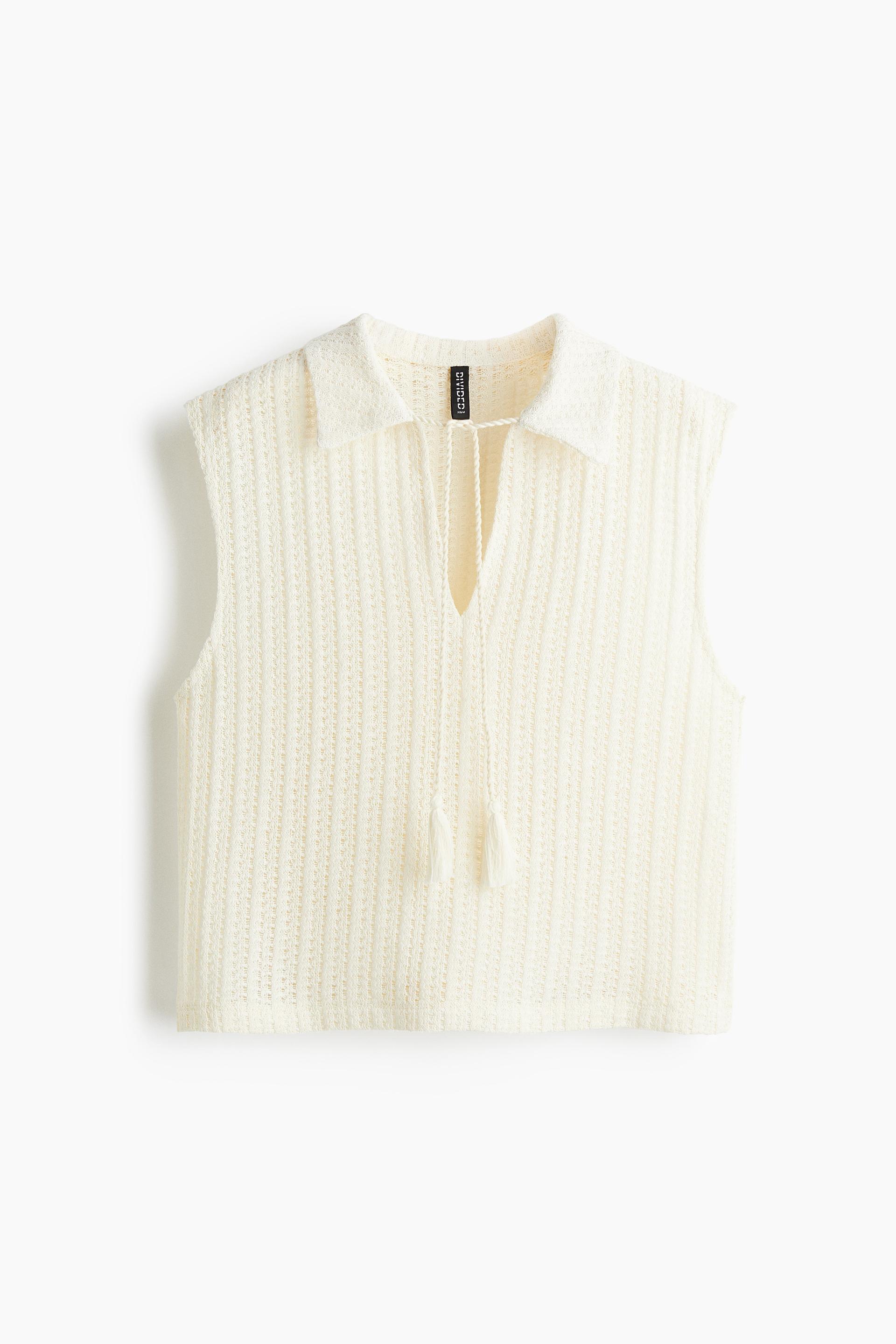 pointelle-knit top
