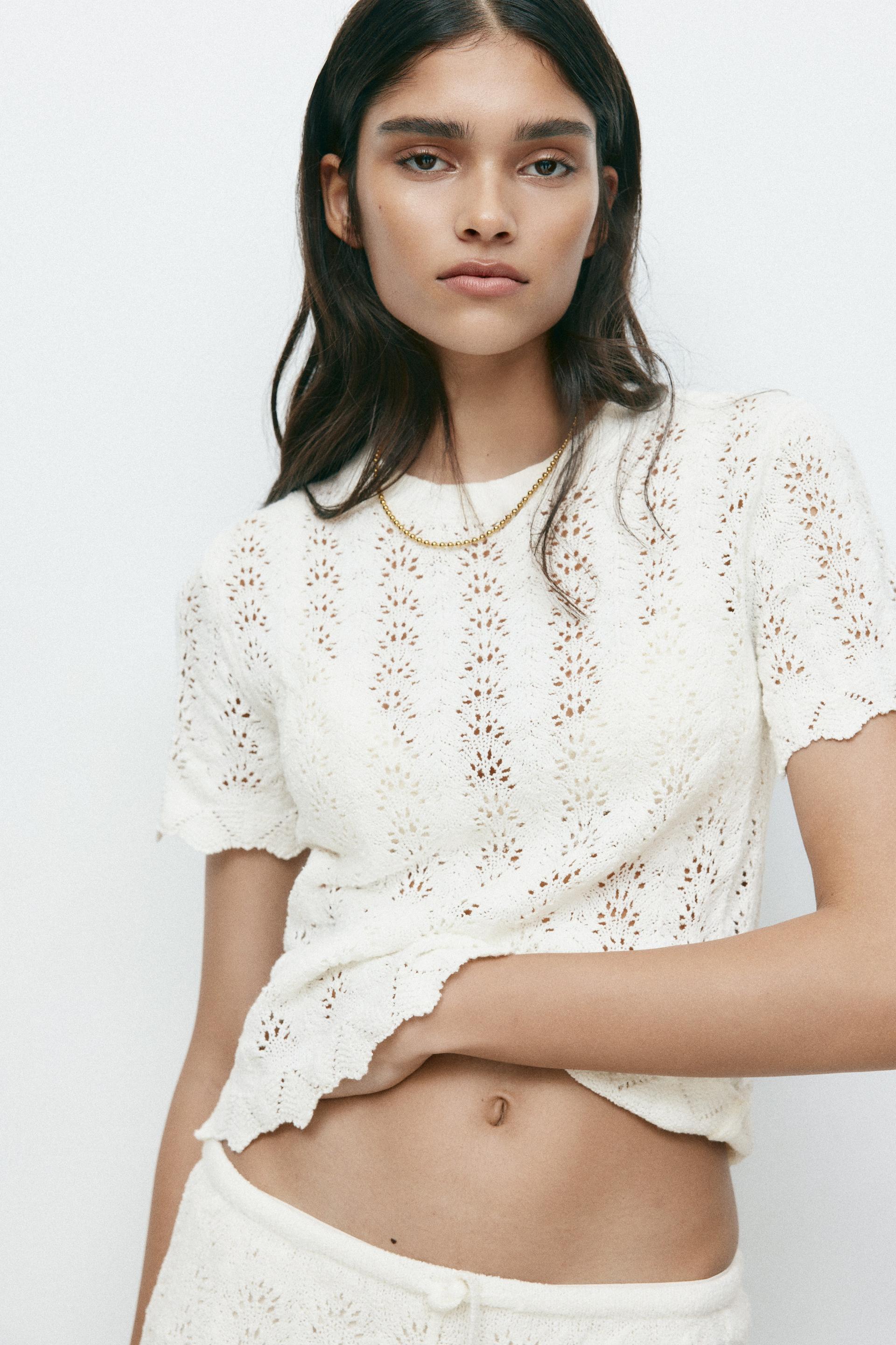 pointelle-knit top