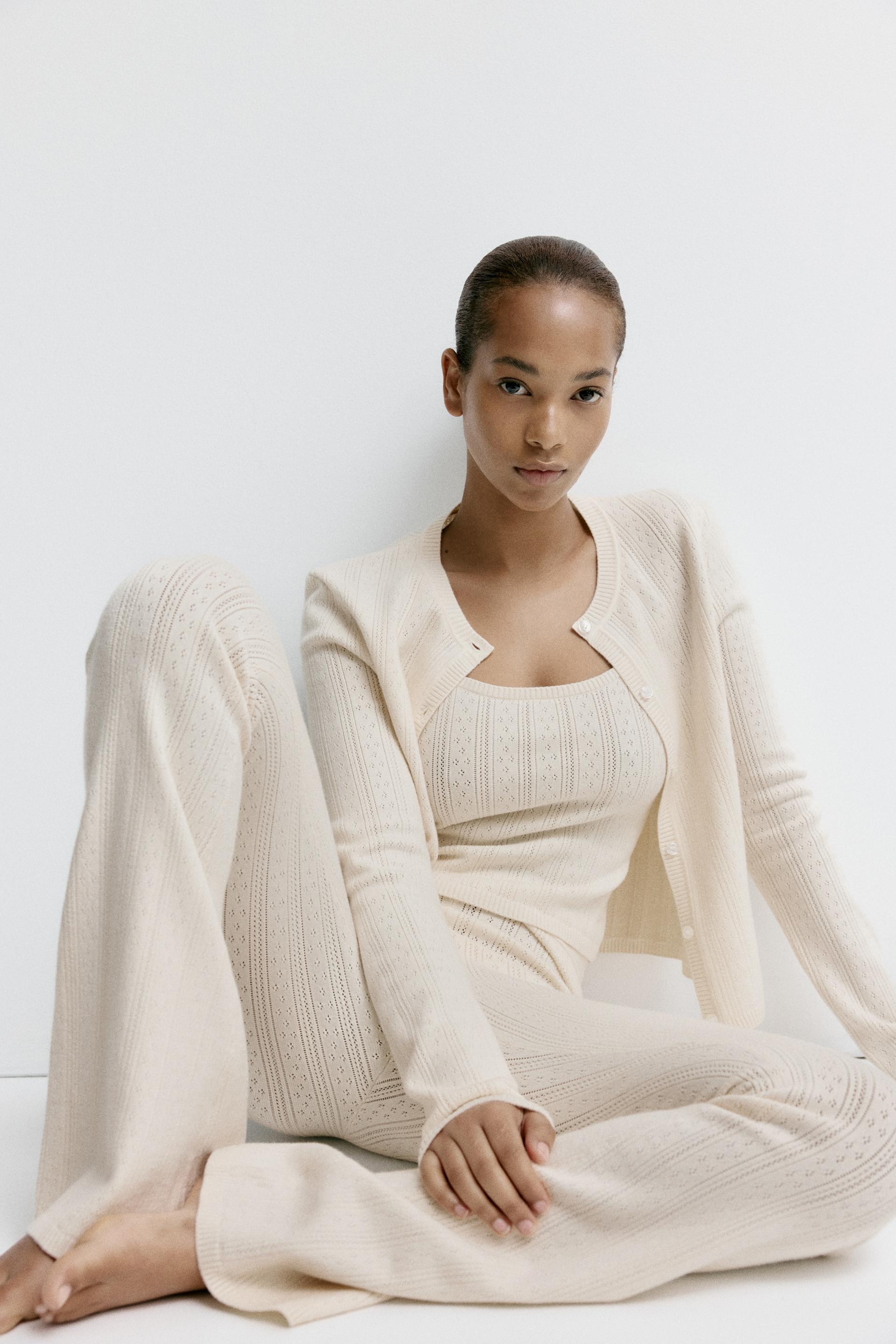 pointelle-knit viscose-blend pants