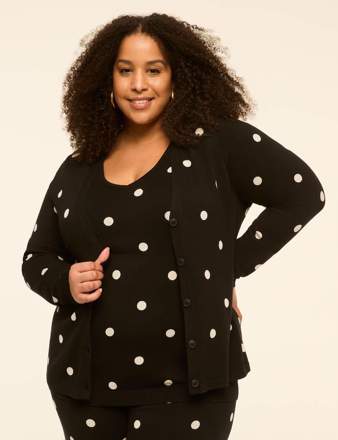 polka dot button-front cardigan