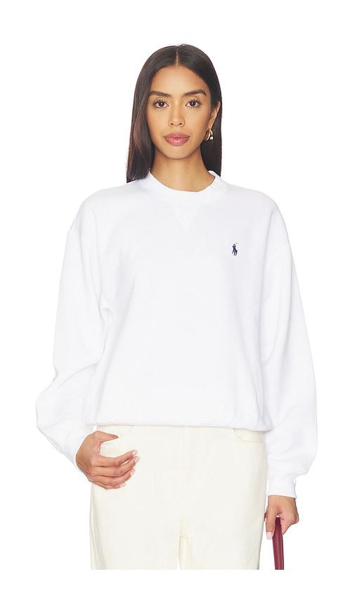 polo ralph lauren arctic fleece knit long sleeve crew neck sweatshirt in white. - size l (also in m, xl, xs, xxs)