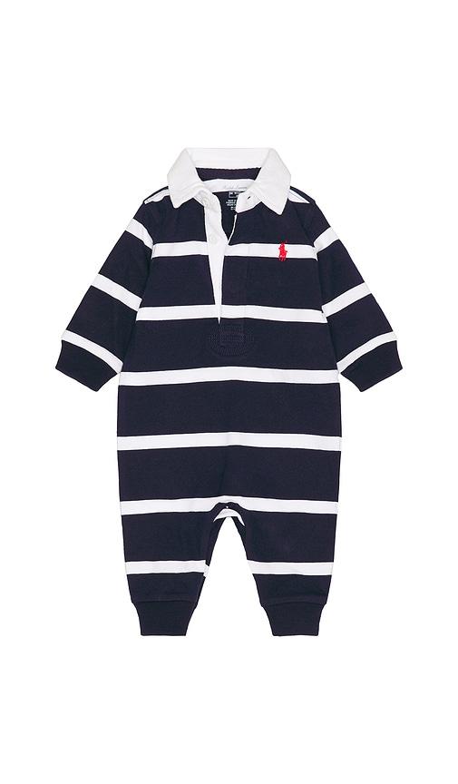 polo ralph lauren baby striped cotton rugby coverall in multi. - size 12m (also in 9m, nb)