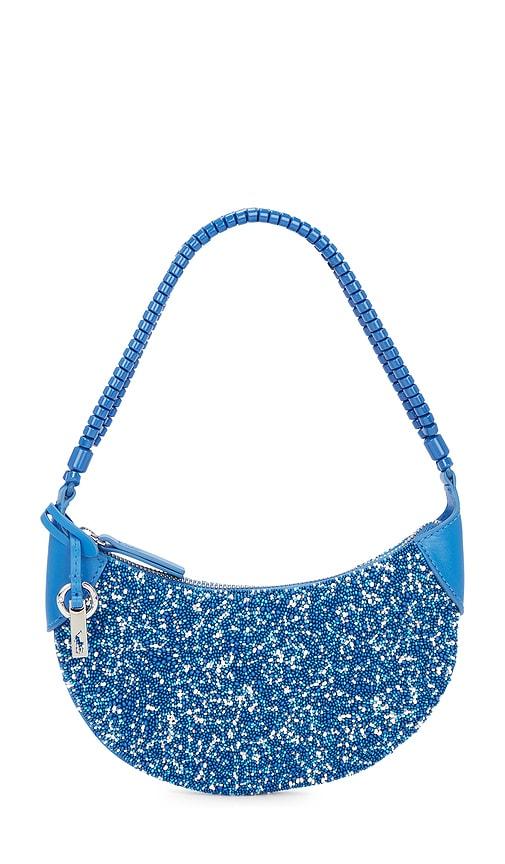 polo ralph lauren beaded medium crossbody in blue.