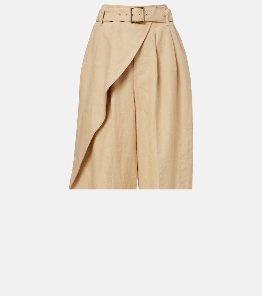 polo ralph lauren belted linen barrel-leg pants