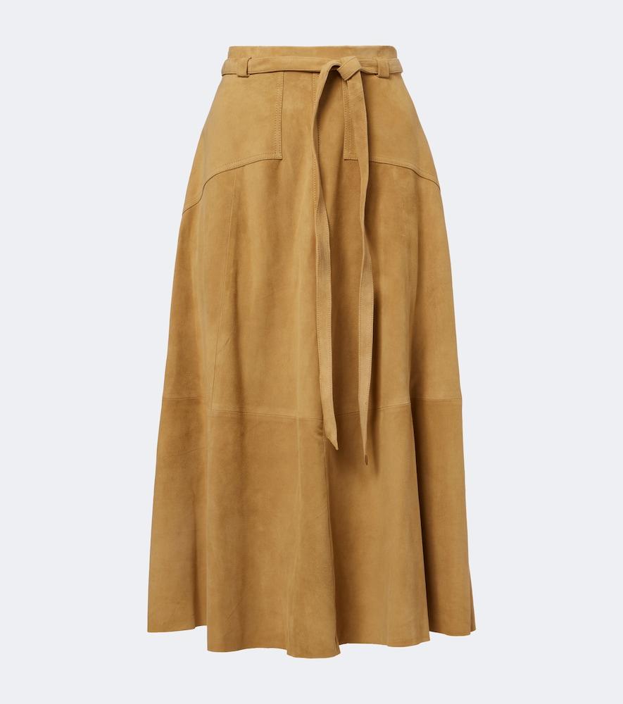 polo ralph lauren belted suede midi skirt