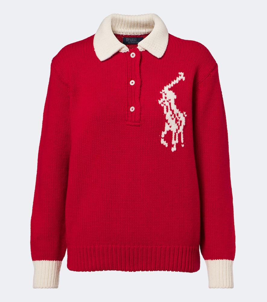 polo ralph lauren big pony intarsia wool polo sweater