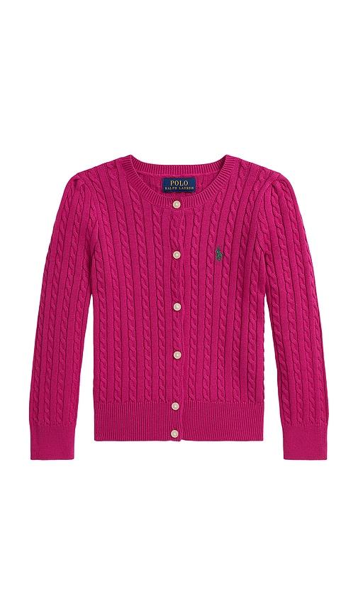 polo ralph lauren cable knit cardigan in pink. - size 4 (also in 5)
