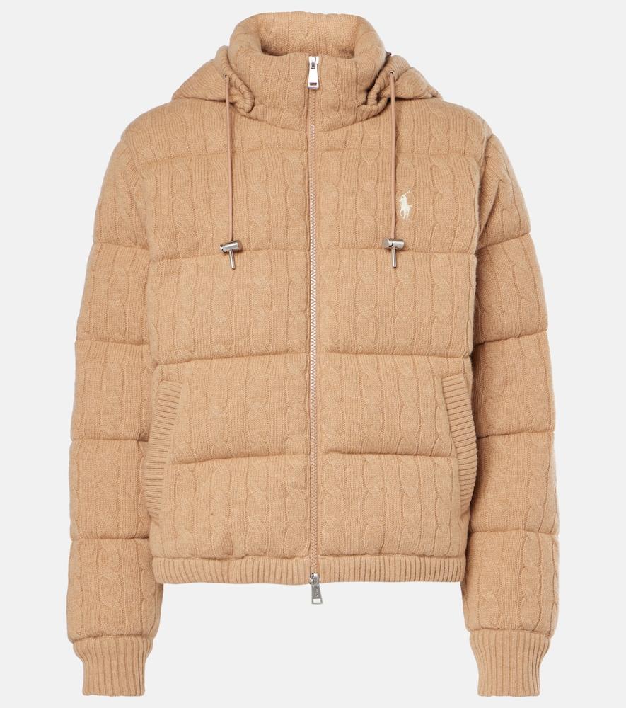 polo ralph lauren cable-knit wool and cashmere down jacket