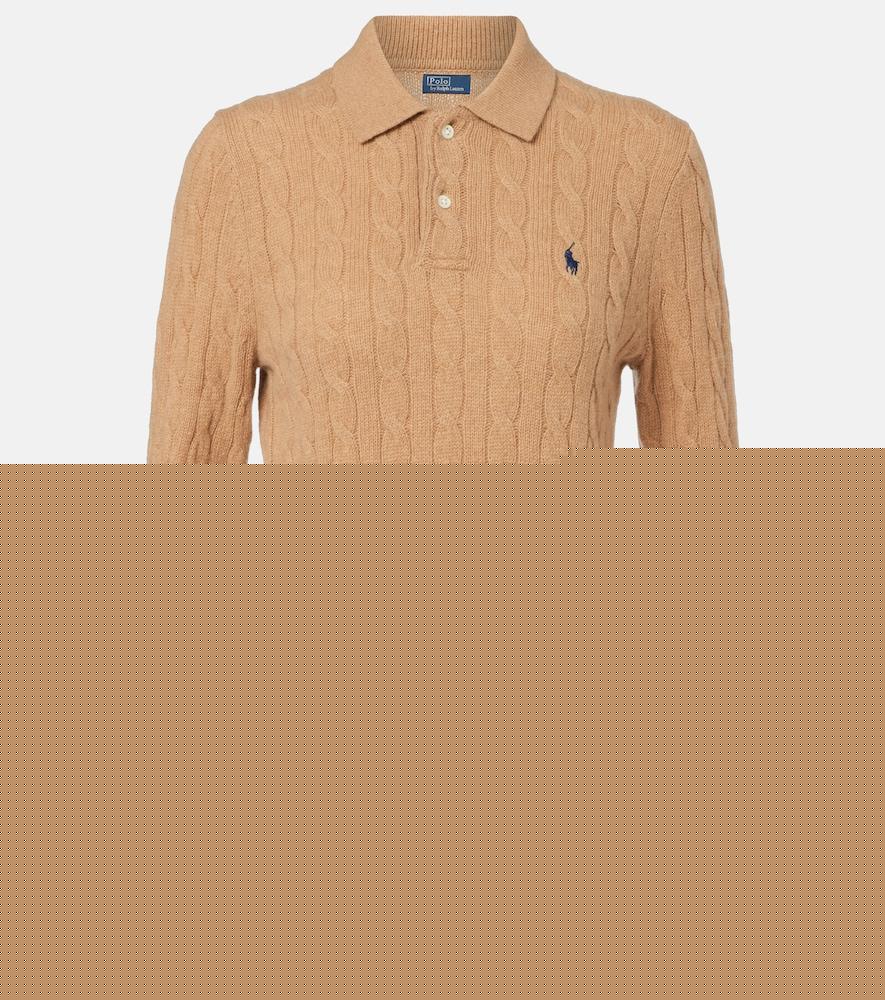 polo ralph lauren cable-knit wool and cashmere polo sweater