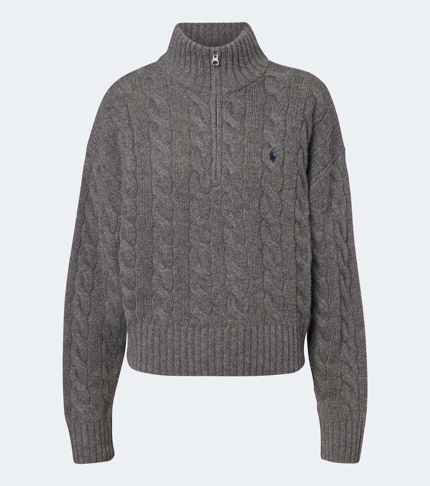 polo ralph lauren cable-knit wool-blend half-zip sweater