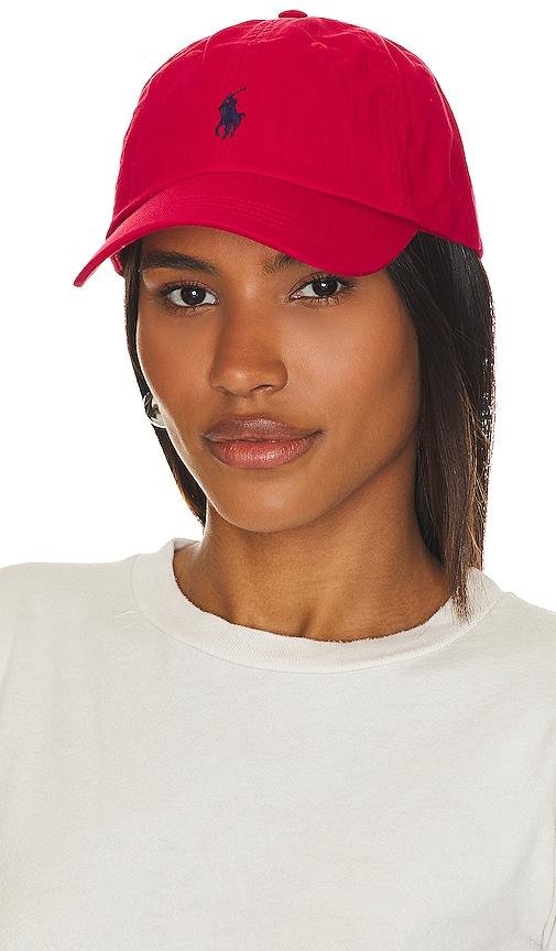polo ralph lauren chino cap in red.