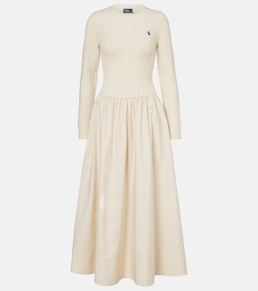 polo ralph lauren cotton and wool-blend maxi dress