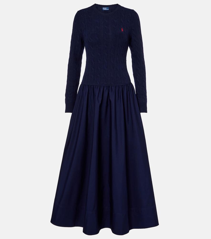 polo ralph lauren cotton and wool-blend maxi dress