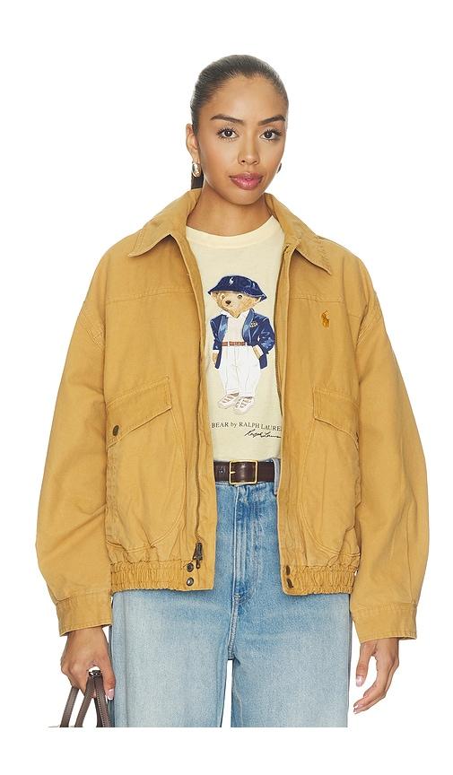 polo ralph lauren cotton canvas bomber jacket in brown. - size l (also in m, s, xl)