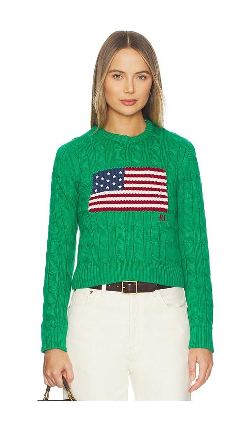 polo ralph lauren cotton crewneck pullover sweater in green. - size l (also in s, xl)
