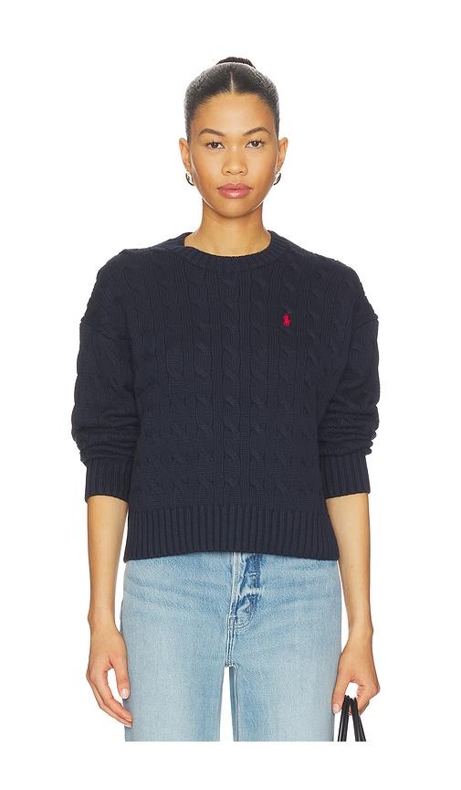 polo ralph lauren cotton crewneck sweater in navy. - size l (also in xs, s, m, xl)