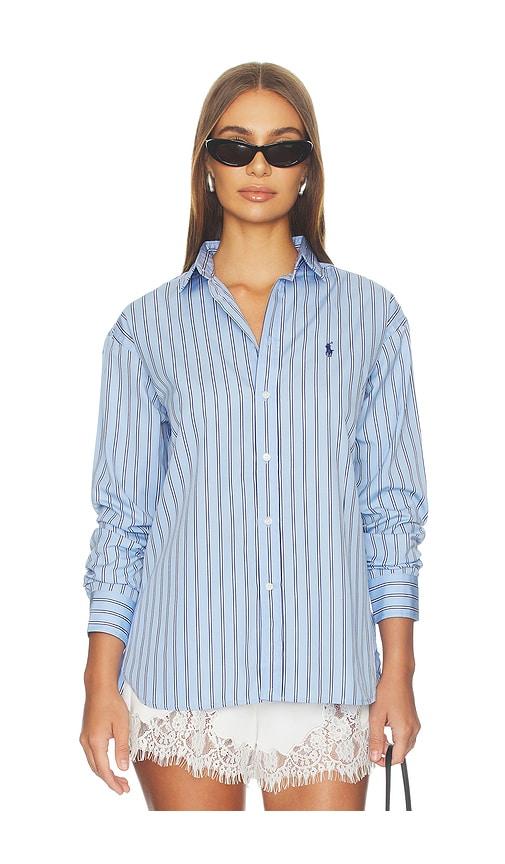 polo ralph lauren cotton long sleeve blouse in blue. - size l (also in m, xl)